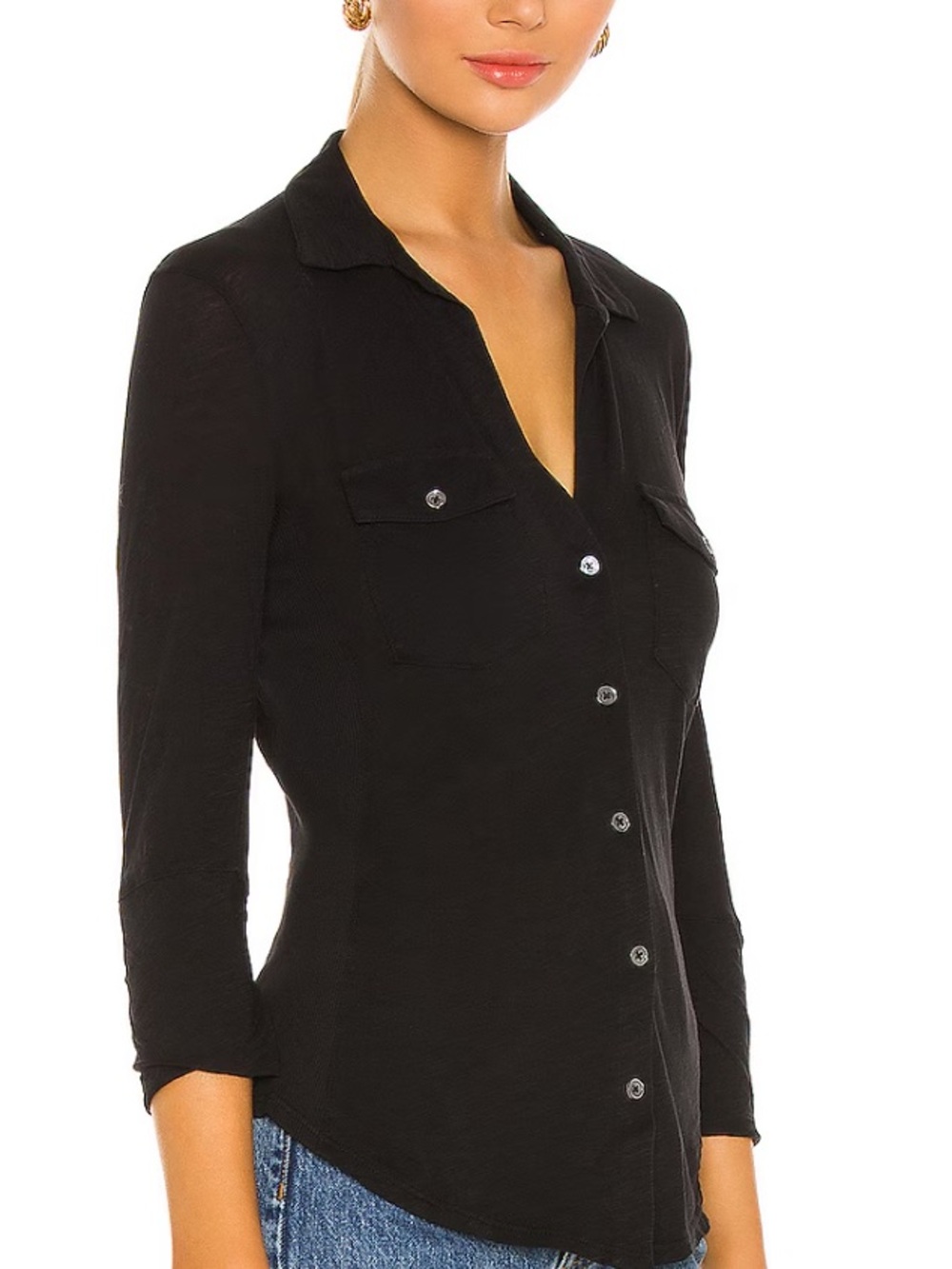 James Perse Classic Black Button-Down